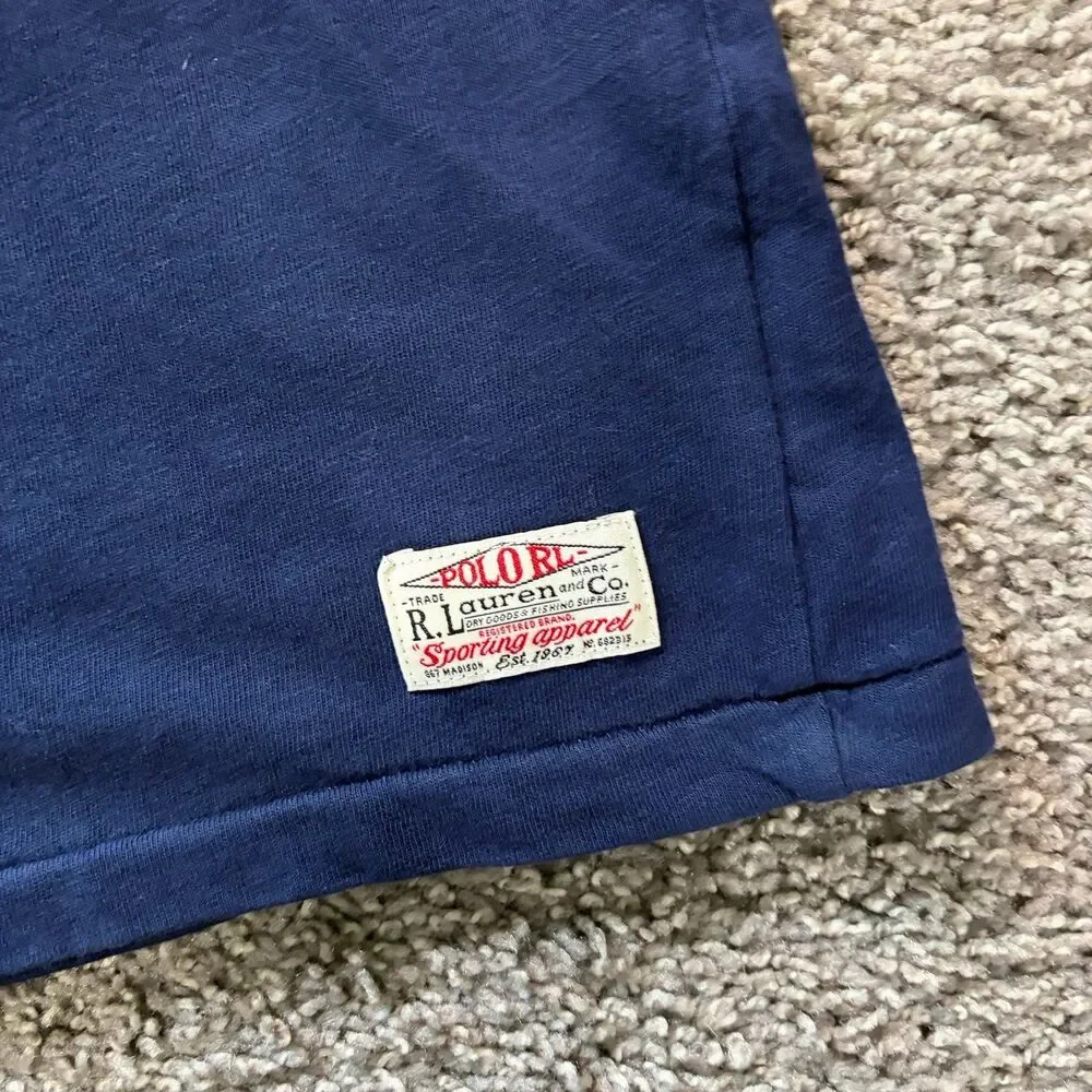 Polo Ralph Lauren 27 Distressed Cotton T Shirt Navy Blue Men’s Large
